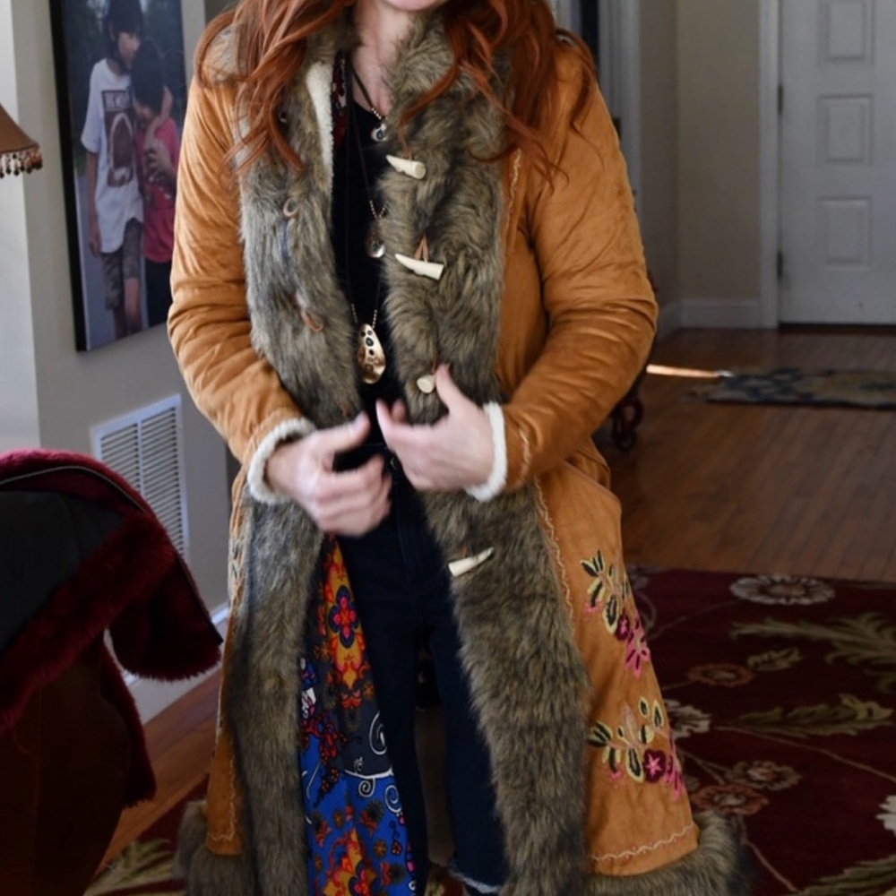 Tan Trench Coat with Luxurious Faux Fur Trim